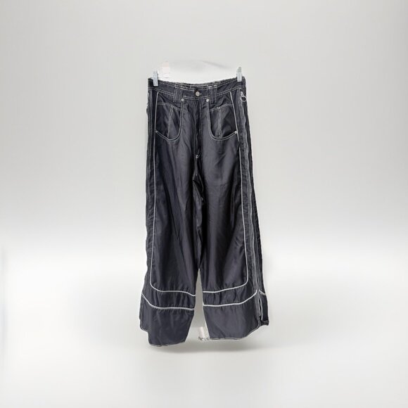 Morbid Threads Women’s High waisted Nylon Pants Rave Black Zipper Pants HongKong - Picture 2 of 5